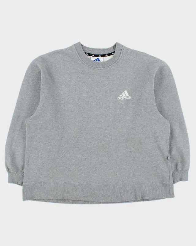 Vintage 1990s Adidas Marl Grey Heavyweight Boxy Crewneck Sweatshirt - M made by Adidas