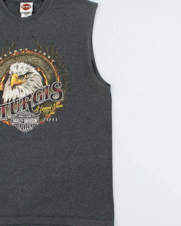 Vintage Harley Davidson Marl Grey Heavyweight Made In USA 'Sturgis' Sleeveless Crewneck T-Shirt - L sold by Rokit product image thumbnail 3