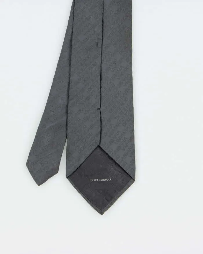 Vintage Y2K 00s Dolce & Gabanna Steel Grey Monogram Silk Tie sold by Rokit product image thumbnail 3