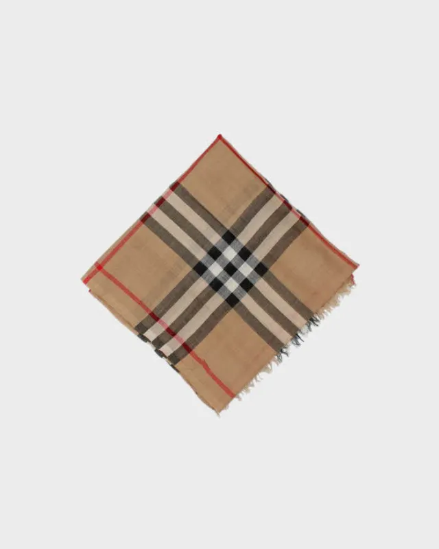 Vintage Y2K 00s Burberry Silk & Cashmere Blend Nova Check Large Shawl Scarf made by Burberry