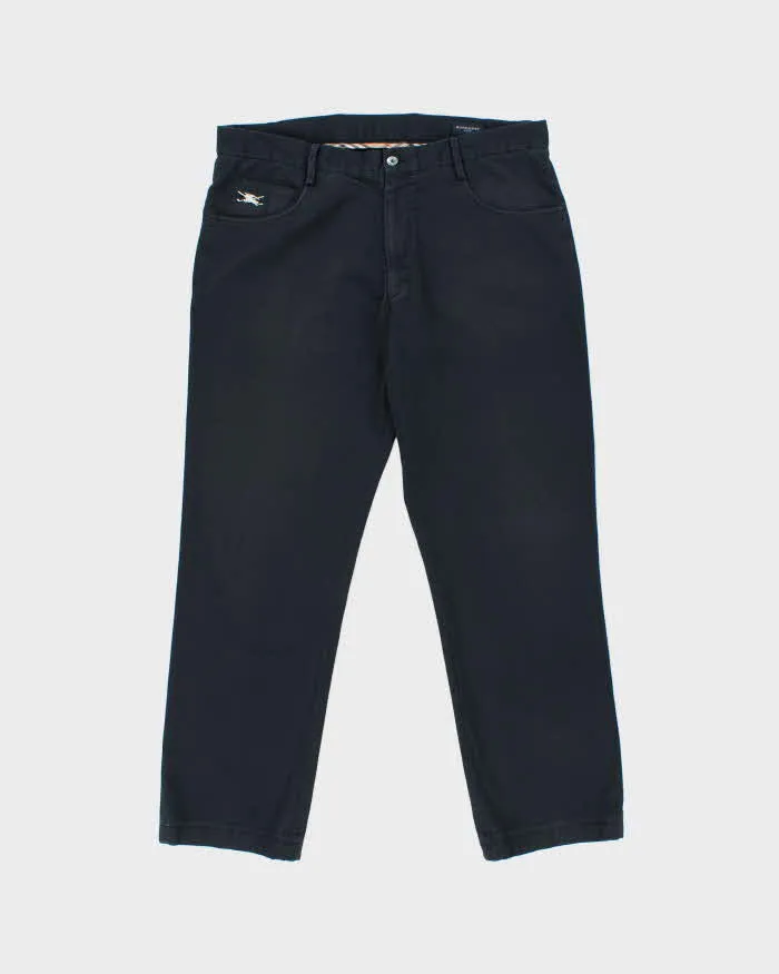 Vintage Y2K 00s Burberry Golf Navy Canvas Denim Straight Leg Trousers - W36 L28 sold by Rokit