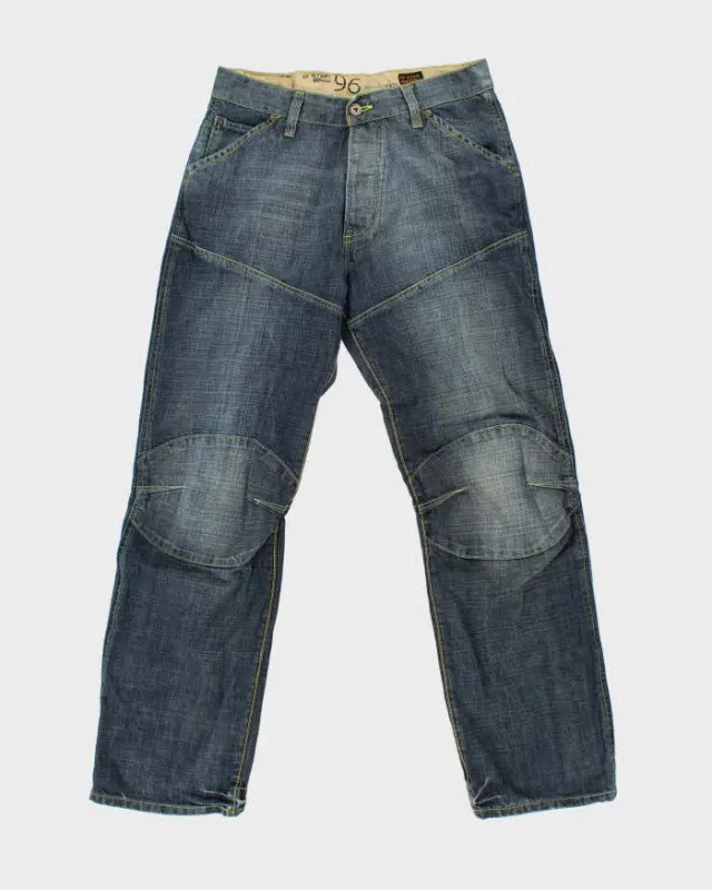 Vintage G-Star Raw 'Elwood Heritage Loose' Mid Rise Indigo Stone Wash Buckle Back Relaxed Straight Leg Jeans - W34 L32 made by G-Star RAW