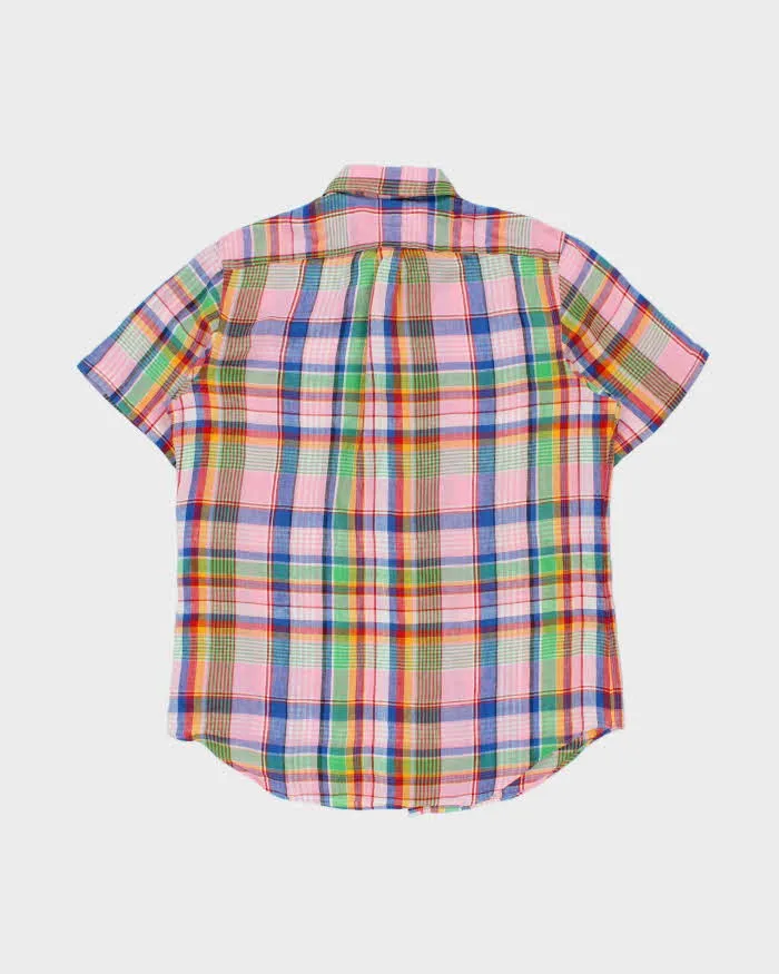 Vintage Ralph Lauren Classic Plaid Linen Short Sleeve Shirt - L sold by Rokit product image thumbnail 2
