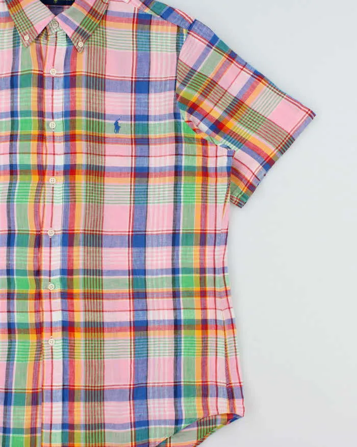 Vintage Ralph Lauren Classic Plaid Linen Short Sleeve Shirt - L sold by Rokit product image thumbnail 3