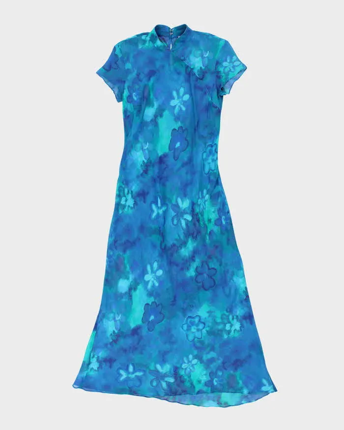 Vintage 1990s Cache Mesh High Neck Floral Maxi Dress - M sold by Rokit