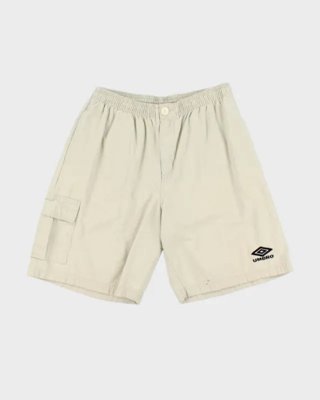 Vintage 1990s Umbro Desert Khaki Canvas Wide Leg Relaxed Fit Shorts - M made by Umbro