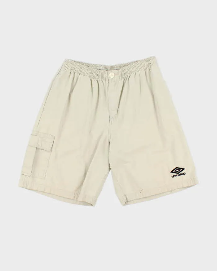 Vintage 1990s Umbro Desert Khaki Canvas Wide Leg Relaxed Fit Shorts - M sold by Rokit