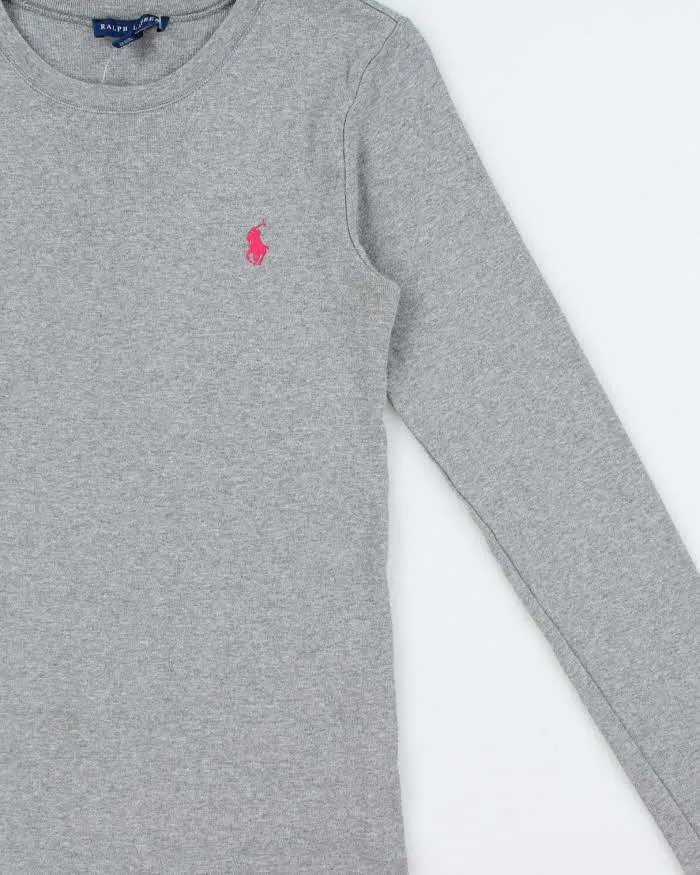 Vintage Y2K 00s Ralph Lauren Women's Marl Grey Heavyweight Fitted Long Sleeve Crewneck T-Shirt - M sold by Rokit product image thumbnail 3