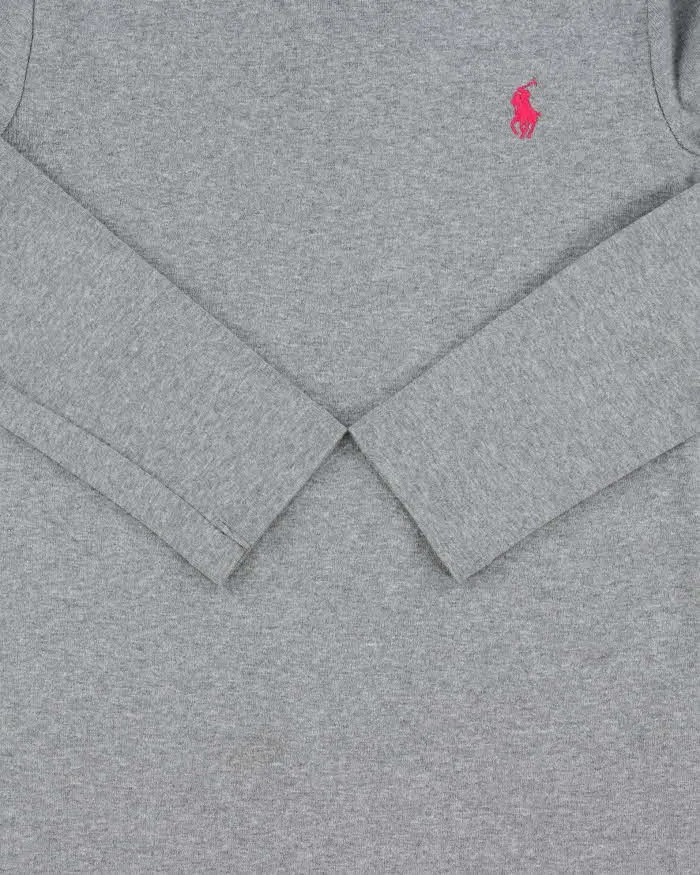 Vintage Y2K 00s Ralph Lauren Women's Marl Grey Heavyweight Fitted Long Sleeve Crewneck T-Shirt - M sold by Rokit product image thumbnail 4