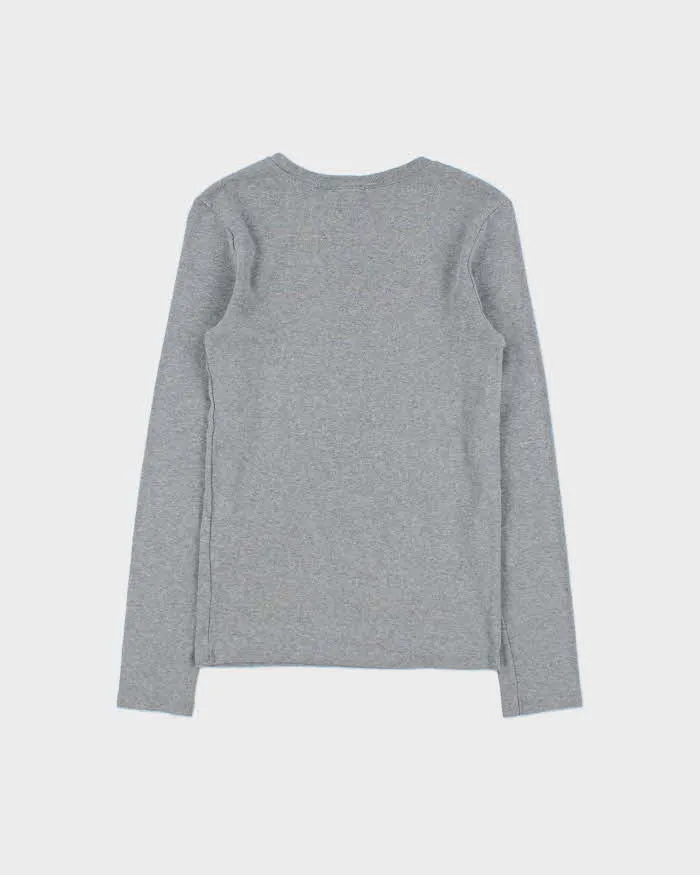Vintage Y2K 00s Ralph Lauren Women's Marl Grey Heavyweight Fitted Long Sleeve Crewneck T-Shirt - M sold by Rokit product image thumbnail 2