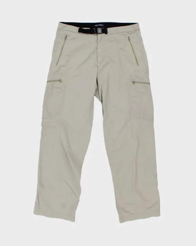 Vintage Y2K 00s Arc'teryx Desert Khaki Low Rise Relaxed Fit Wide Leg Technical Hiking Trousers - W34 L32 made by Arc'teryx