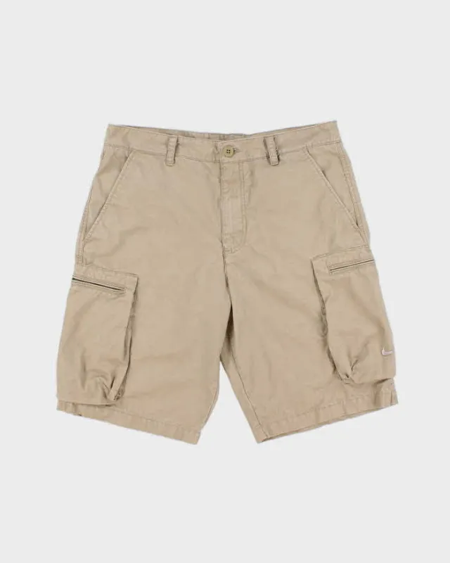 Vintage Y2K 00s Nike Ath Dept. Desert Khaki Canvas Relaxed Fit Cargo Shorts - W34 made by Nike