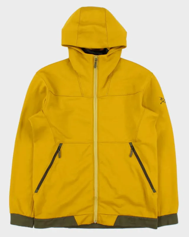 AW2014 Arc'teryx Mustard Yellow / Khaki Peer Soft Shell Full-Zip Hooded Technical Track Jacket - L made by Arc'teryx