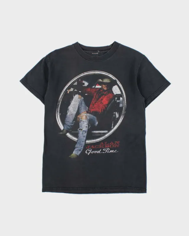 Vintage 2009 Alan Jackson Good Time Tour Faded Black Heavyweight Crewneck T-Shirt - S made by Rokit
