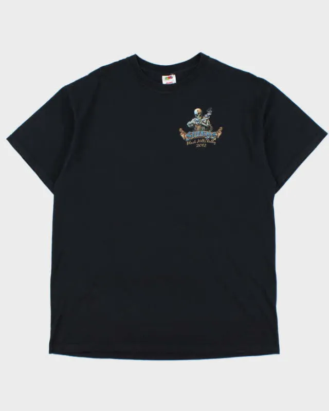 Vintage Sturgis Black Hills Rally 2012 Heavyweight Crewneck T-Shirt - XL made by Fruit of the Loom