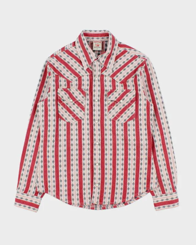 Vintage True Religion Pattern Striped Pearl Snap Button Denim Long Sleeve Western Shirt - M made by True Religion