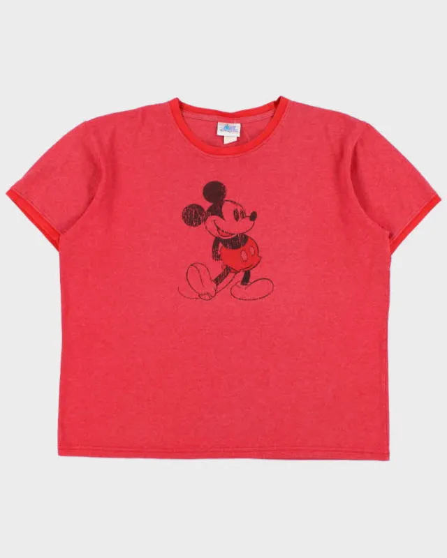 Vintage 1990s Disneyland Resort Mickey Mouse Made In USA Crewneck Ringer T-Shirt - L made by Disney