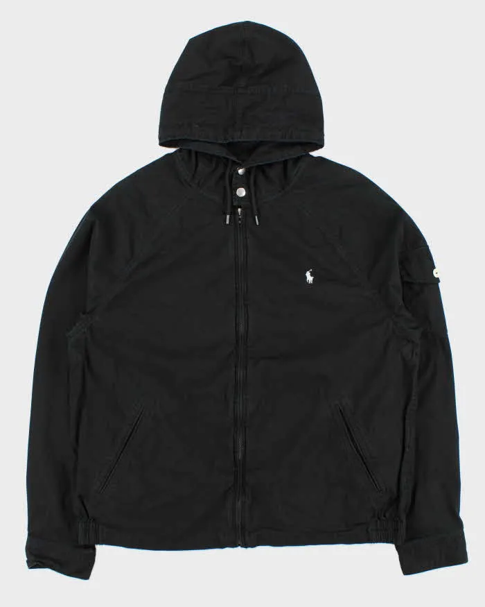 Vintage Polo Ralph Lauren Black Canvas Twill Hooded Harrington Jacket - XL sold by Rokit