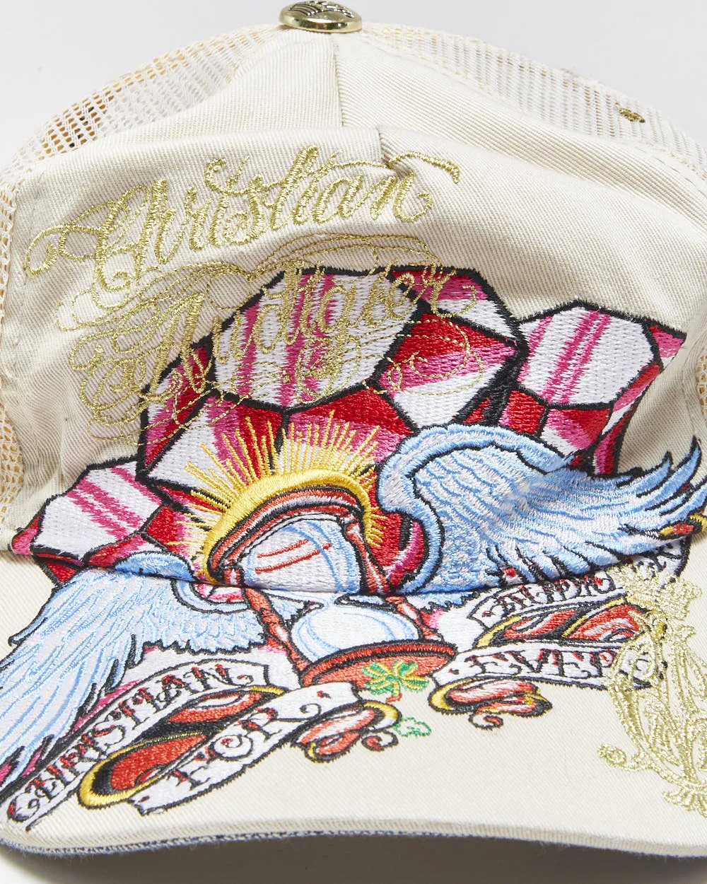 Vintage Y2K 00s Christian Audigier Embroidered Denim Trucker Hat - OS sold by Rokit product image thumbnail 3