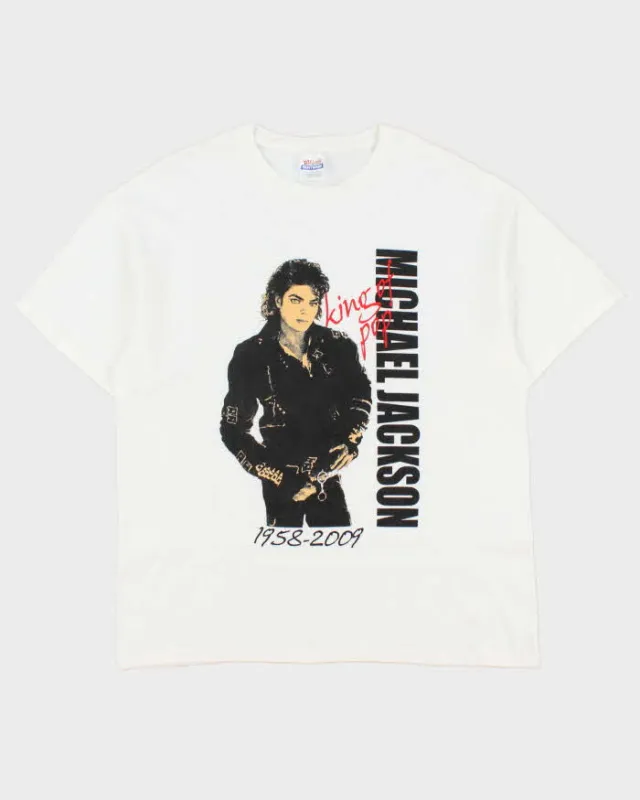 Vintage 2009 Michael Jackson Tribute Hanes Heavyweight Crewneck T-Shirt - L made by Rokit