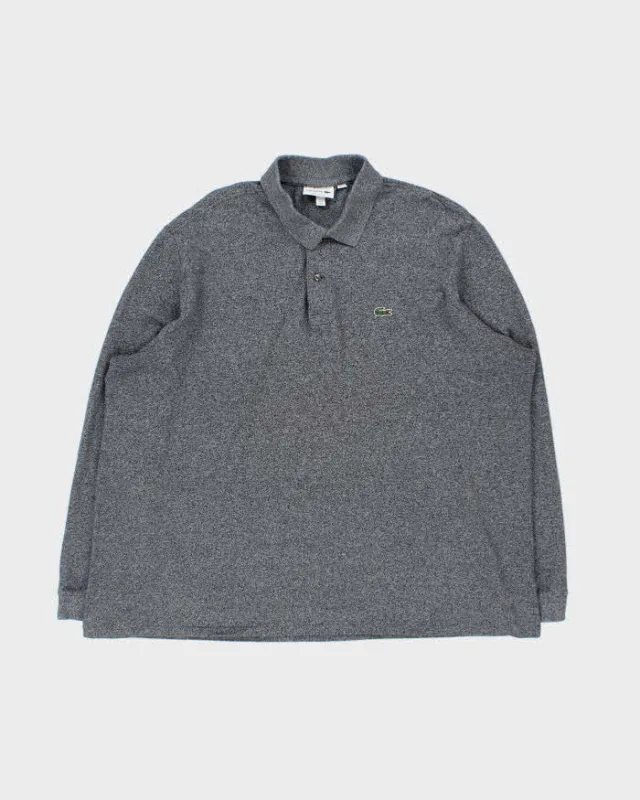 Vintage Lacoste Grey Marl Classic Fit Long Sleeve Polo Shirt - 4XL made by Lacoste