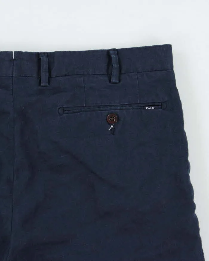 Vintage Polo Ralph Lauren Navy Linen Straight Fit Chino Shorts - W32 sold by Rokit product image thumbnail 4