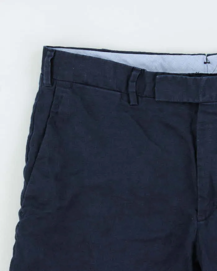 Vintage Polo Ralph Lauren Navy Linen Straight Fit Chino Shorts - W32 sold by Rokit product image thumbnail 3