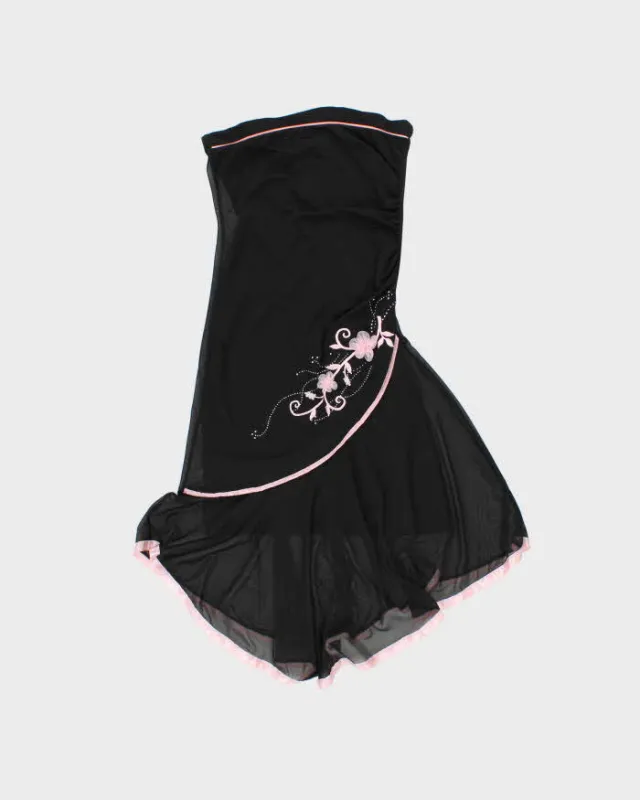Vintage Y2k 2000s Mariposa Rhinestone Embroidered Bandeau Dress - S made by Rokit