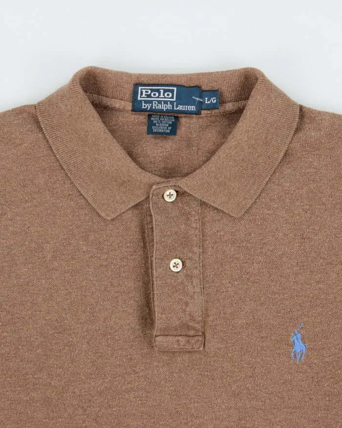 Vintage Y2K 00s Polo Ralph Lauren Brown Marl Classic Short Sleeve Polo Shirt - L sold by Rokit product image thumbnail 5