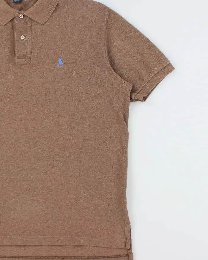 Vintage Y2K 00s Polo Ralph Lauren Brown Marl Classic Short Sleeve Polo Shirt - L sold by Rokit product image thumbnail 3