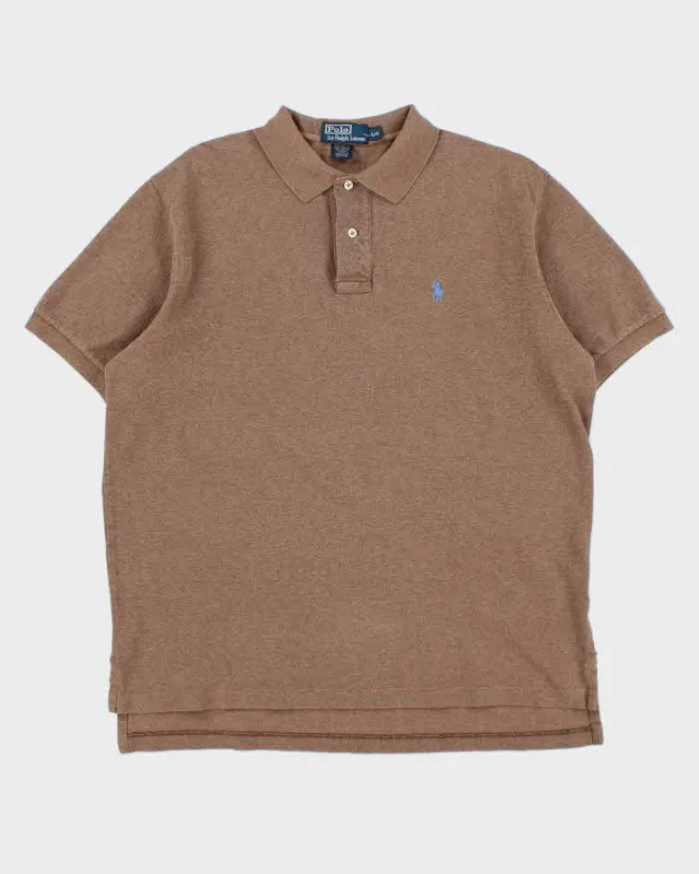 Vintage Y2K 00s Polo Ralph Lauren Brown Marl Classic Short Sleeve Polo Shirt - L made by Ralph Lauren