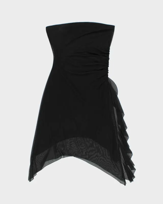 Vintage Y2k 2000s Synched Waist Bandeau Dress - L made by Rokit