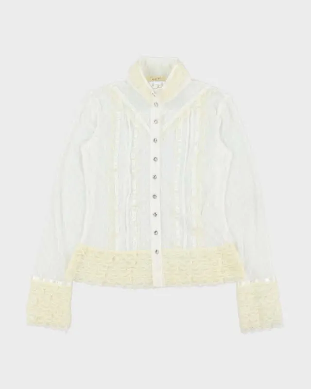 Vintage 2000s Two too Lace High Neck Blouse - M made by Rokit