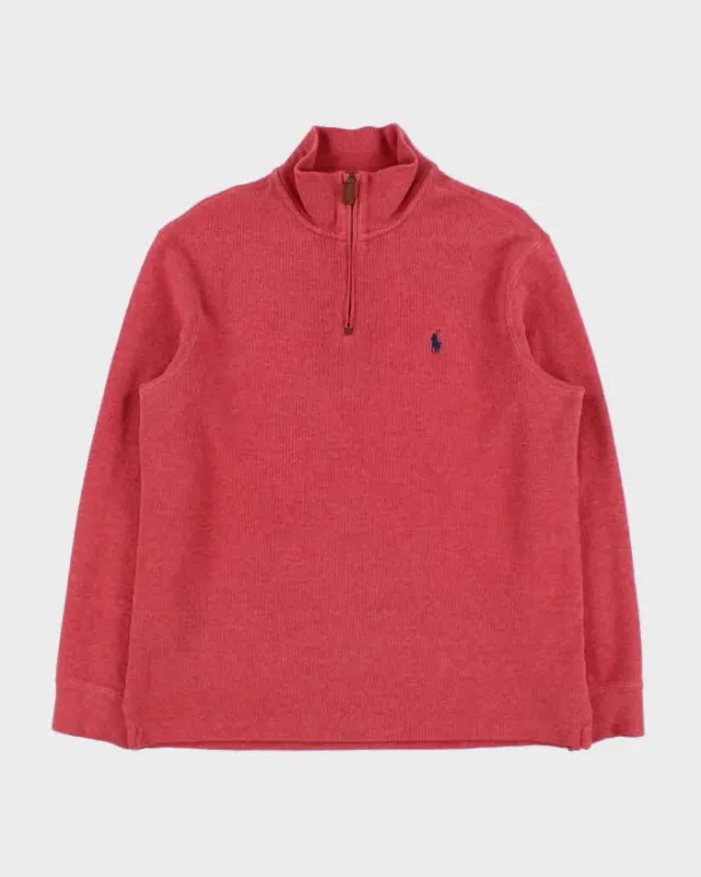 Vintage Y2K 00s Polo Ralph Lauren Marl Coral Heavyweight Quarter-Zip Sweatshirt - M made by Ralph Lauren