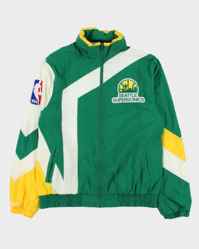 Vintage Mitchell & Ness Hardwood Classics Seattle Supersonics Embroidered NBA Hooded Shell Windbreaker Jacket - M made by Mitchell & Ness
