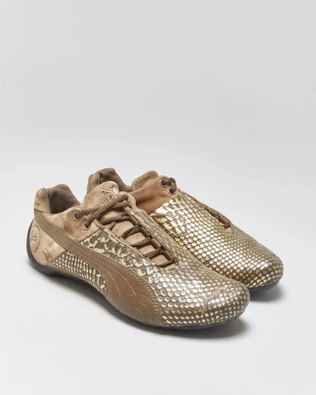 2006 Puma Future Cat Super Light Women's Gold Croc/Brown Suede Trainers - UK5 made by Puma