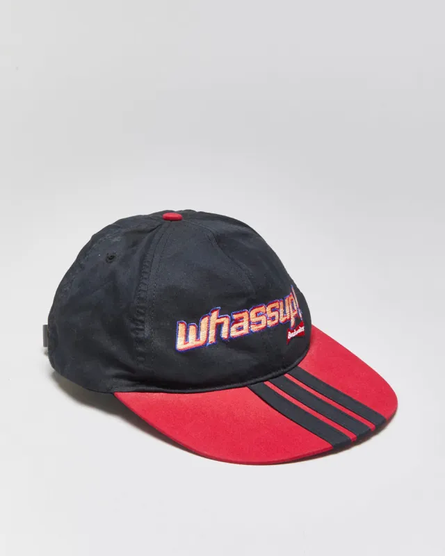 DS Vintage 1990s Budweiser Whassup! Leather Strap Flat Brim Baseball Cap - OS made by Rokit