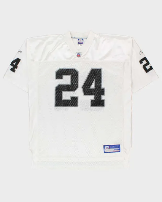 Vintage 2002-03 Reebok Oakland Raiders Charles Woodson #24 NFL Away Jersey - XL made by Reebok