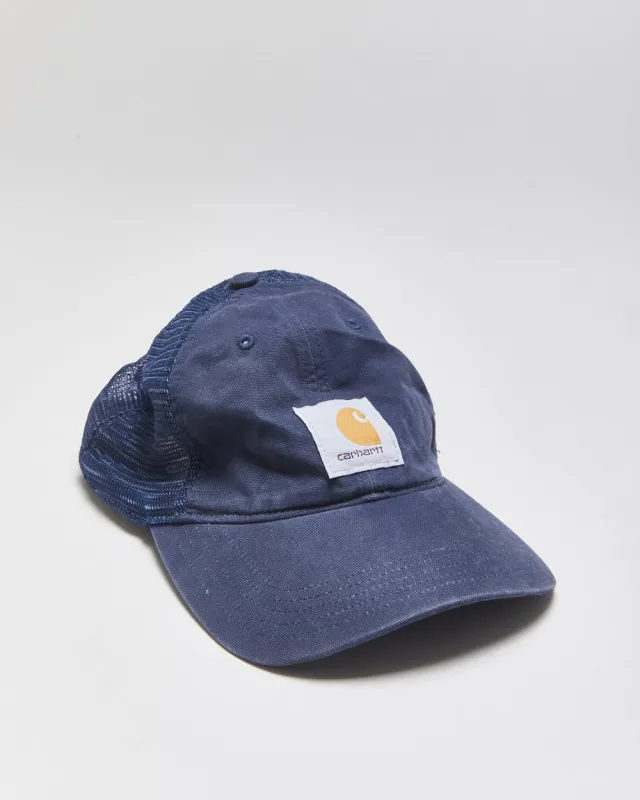 Vintage Carhartt Navy Canvas Mesh Back Trucker Hat - OS made by Carhartt