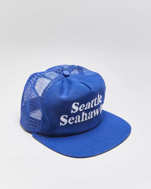 Vintage 1980s New Era Seattle Seahawks Made In USA Flat Brim Pro Design NFL Trucker Hat - OS made by Rokit