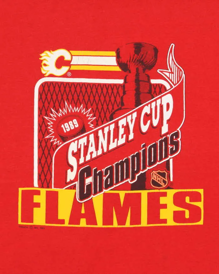 Vintage 1989 Calgary Flames Stanley Cup Champions NHL Screen Stars Single Stitch Made In Canada Crewneck T-Shirt - XL sold by Rokit product image thumbnail 4