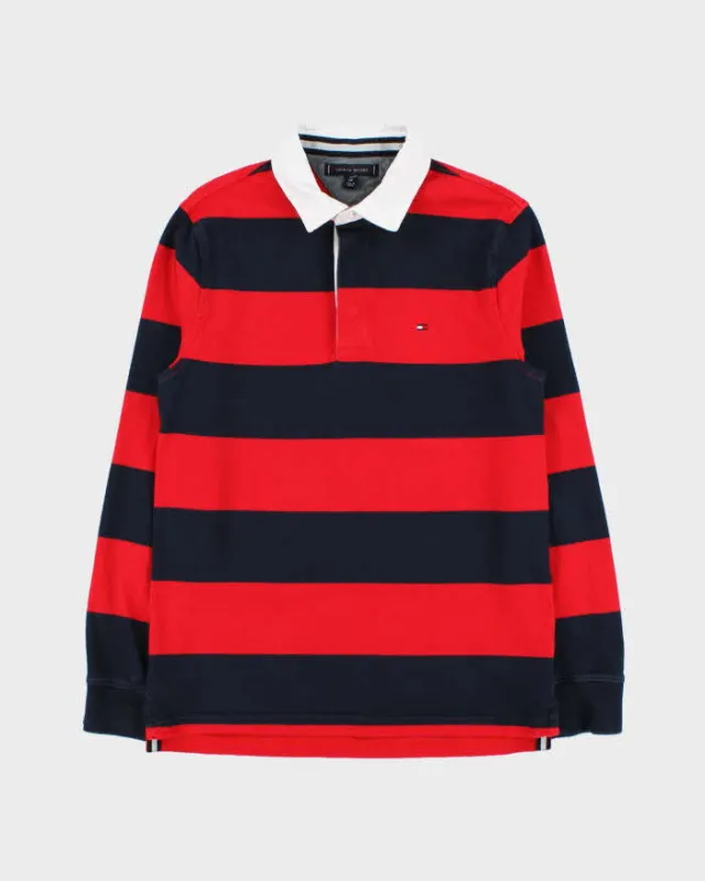 Vintage Y2K 00s Tommy Hilfiger Heavyweight Striped Long Sleeve Rugby Shirt - S made by Tommy Hilfiger