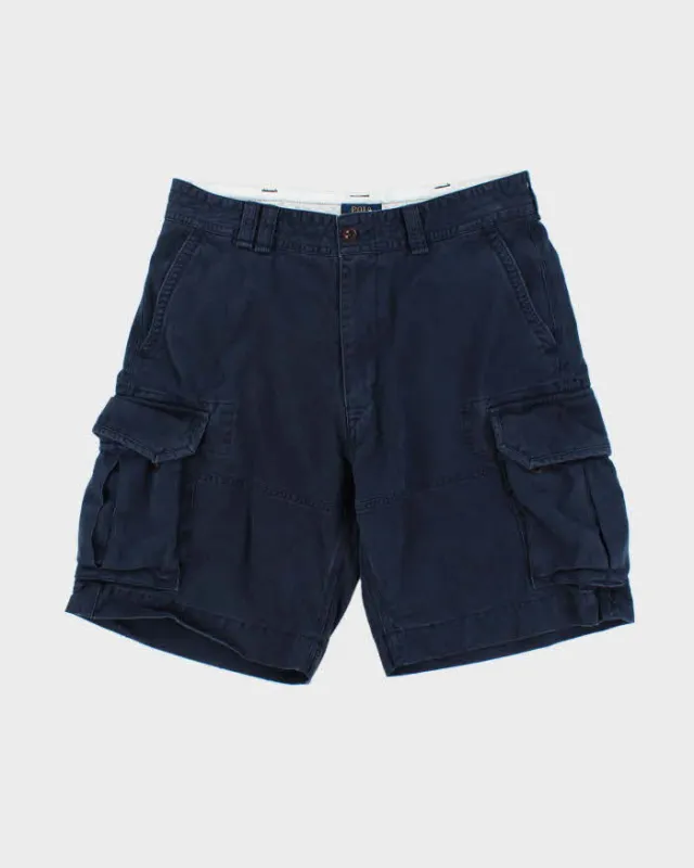 Vintage Polo Ralph Lauren Navy Heavyweight Relaxed Fit Classic Chino Cargo Shorts - W35 made by Ralph Lauren