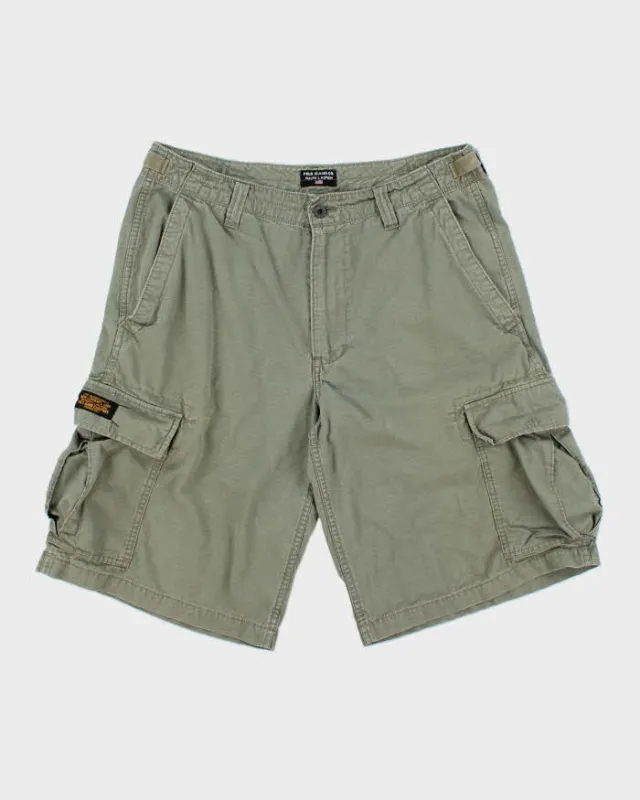 Vintage Y2K 00s Polo Jeans Ralph Lauren Khaki Grid Military Surplus Relaxed Fit Baggy Cargo Shorts - W34 made by Ralph Lauren