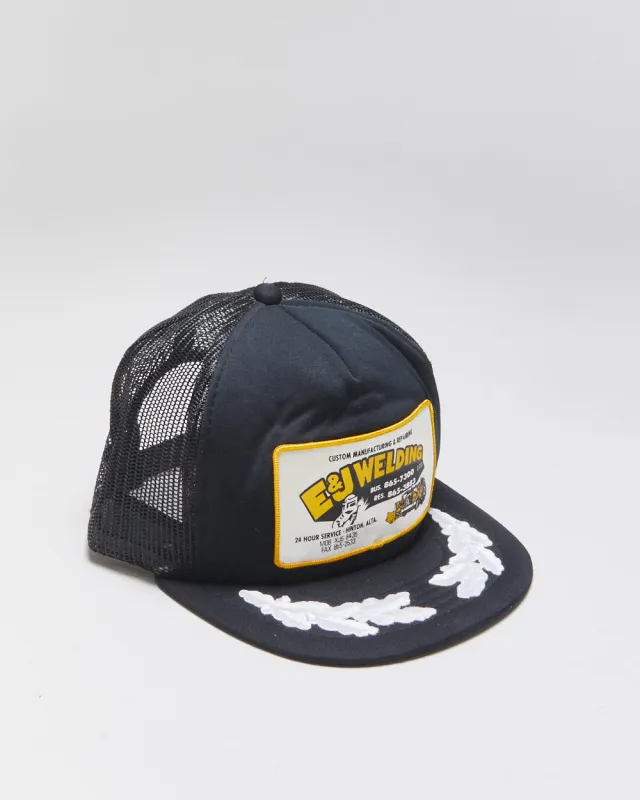 DS Vintage 1980s E&J Welding Golf Leaf Patch Embroidered Flat Brim Trucker Hat - OS made by Rokit