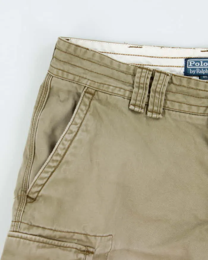 Vintage Y2K 00s Polo Ralph Lauren Khaki Heavyweight Relaxed Fit Classic Chino Cargo Shorts - W35 sold by Rokit product image thumbnail 3