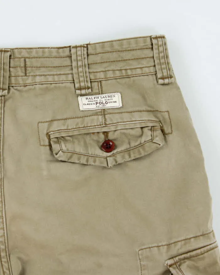 Vintage Y2K 00s Polo Ralph Lauren Khaki Heavyweight Relaxed Fit Classic Chino Cargo Shorts - W35 sold by Rokit product image thumbnail 4