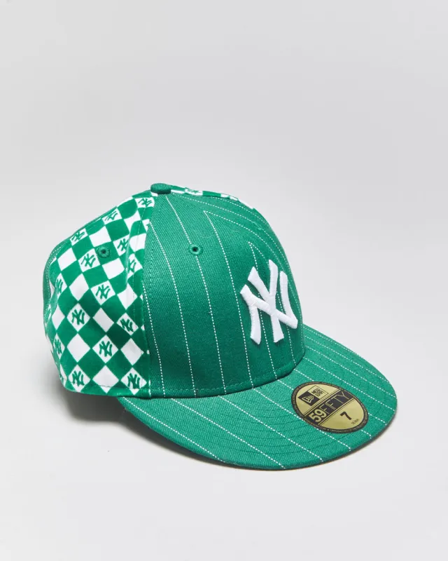 Vintage Y2K 00s New Era 59Fifty NY Yankees Pinstripe Felt Checkerboard Wool MLB Fitted Baseball Cap - 7 made by Rokit