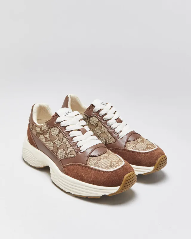 DS 2022 Coach Signature Monogram Canvas/Suede Women's Strider Trainers - UK3 made by Rokit