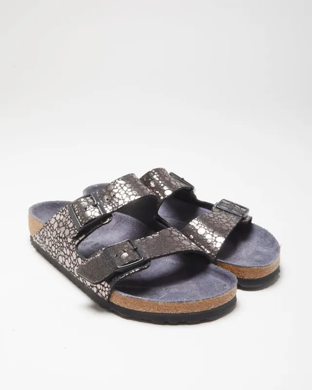 DS Birkenstock Arizona Birko Flor 'Metallic Stone' Two Strap Sandals - UK8 made by Rokit